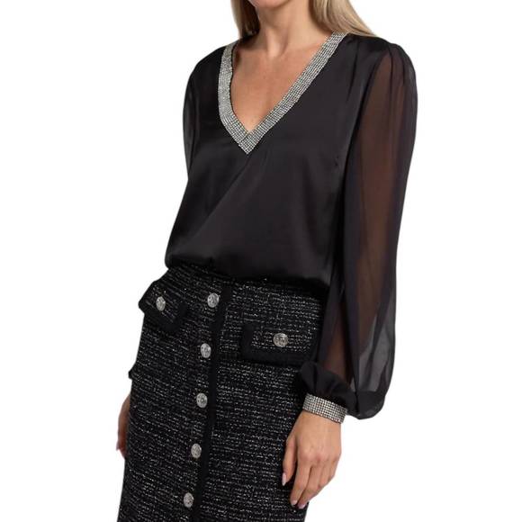 NEW GENERATION LOVE carina crystal blouse in black - Picture 4 of 5